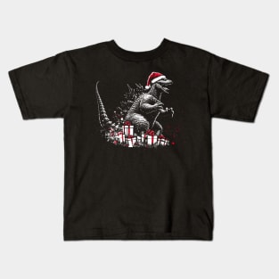 Godzilla on christmas Kids T-Shirt